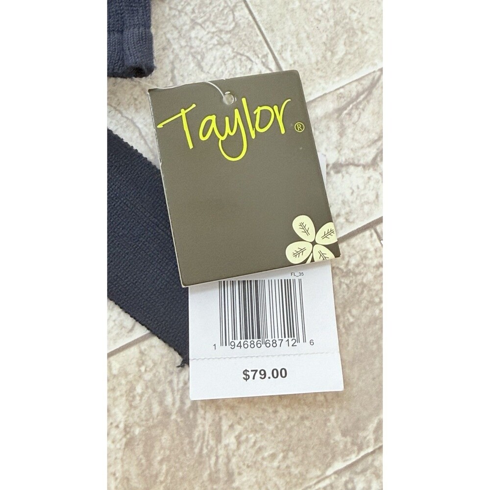 Taylor Blue Feminine Belted Knit Midi Sweater Dress Size Large - Picture 15 of 16